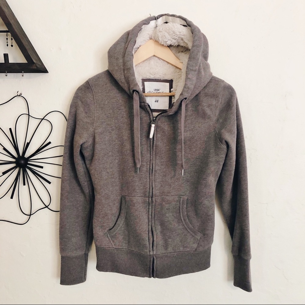 Gray L.O.G.G. By H&M Fuzzy Sweat Jacket